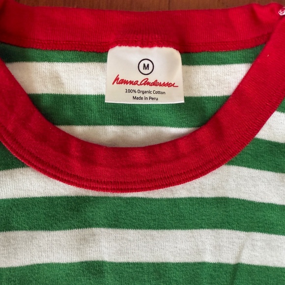 HANNA ANDERSSON Adult Striped Long John Pajama Set Organic Cotton Holiday Size M - Picture 2 of 2